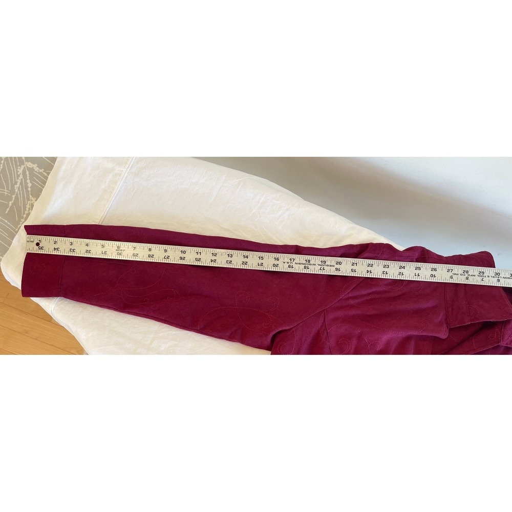 Croft & Barrow Womens Petite M Burgundy Embroidered Zip Up Jacket Faux Suede - Picture 4 of 5